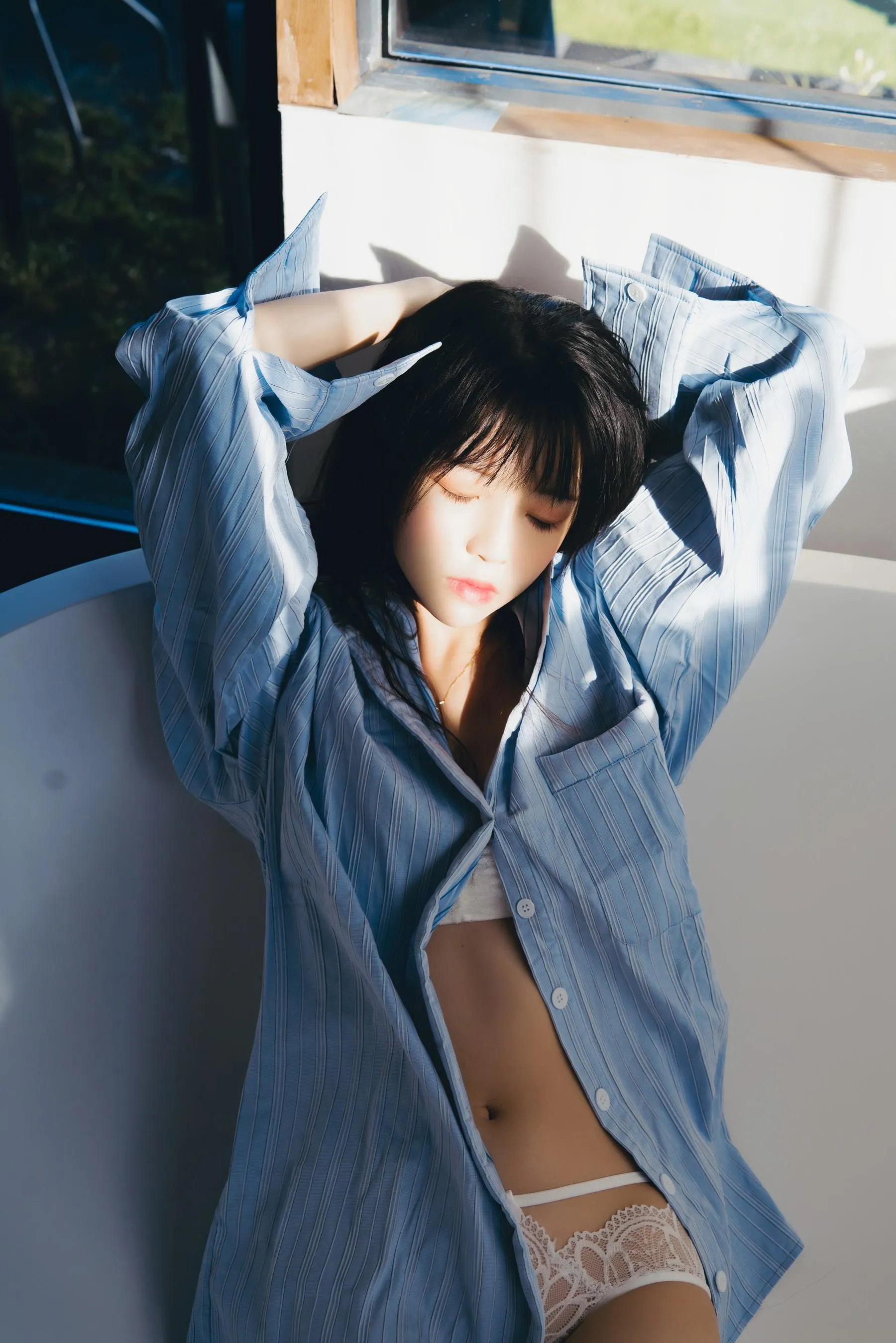 桜桃喵 – NO.159 蓝衬衫 [45P]插图3